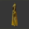 Elegant Traditional Yellow Dress With Long Sleeves Belted Waist And Flowing Skirt