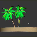 Decorative Beach Scene Set With Palm Trees Sand Water Volleyball Net And Ball
