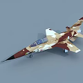 Military Camouflage Fighter Jet With Brown Beige Paint And Transparent Cockpit On Gray Background