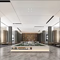 Modern Sales Office Interior With Floor to Ceiling Windows And City Skyline View