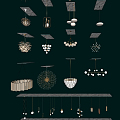 Light luxury lamps combined with lamps and lanterns ceiling 3d model