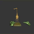 Decorative Giraffe Figurine With Crocodile Models On Blue Base Home Decor