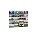 16 Various Landscape Artworks Collection With Seascape Mountain City Architecture Views In Grid Arrangement