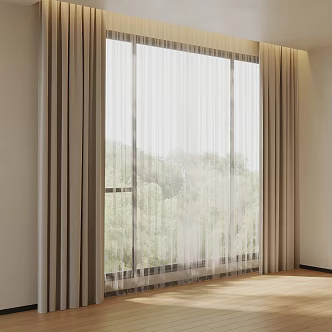 Modern Curtain Cloth Curtain Gauze Curtain 3d model
