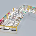 Modern Supermarket Department Store Interior With Organized Shelves And Product Displays