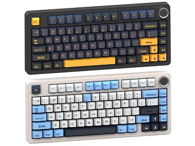 Stylish Computer Keyboards With Black Yellow And White Blue Color Variations 3d model