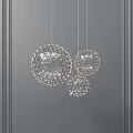 Modern Spherical Chandeliers With Metal Mesh And Small Light Beads For Interior Decoration