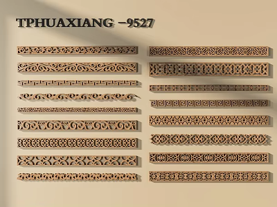 Ornate Wooden Decorative Lines With Intricate Carved Patterns And Various Designs 3d model
