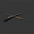 Wing Shaped Glowing Green Bladed Weapon With Golden Decor And Gemstone