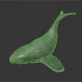 Detailed Blue Whale Sculpture Model With Shiny Surface On Dark Background
