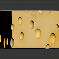 Yellow Cheese Wedge With Holes On Black Background And Reflection 3d model