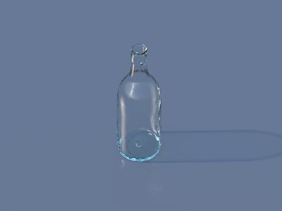 Transparent Empty Glass Bottle For Everyday Use On Blue Background 3d model