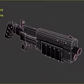 Futuristic Sci Fi Gun With Metallic Body Glowing Blue Green Lights And Detailed Design Structure
