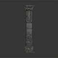 Classical Stone Column With Carved Base Ornate Capital And Textured Surface 3d model