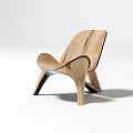 Modern Wooden Leisure Chair With Curved Seat And Backrest Black Legs For Minimalist Interior