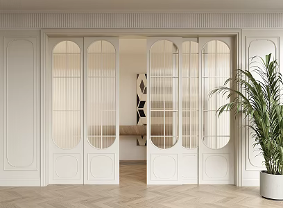 French style glass sliding door Changhong glass door balcony door kitchen door 3d model