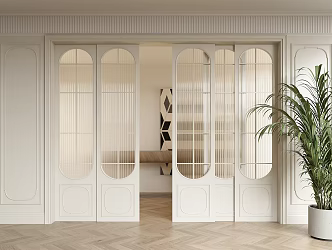 French style glass sliding door Changhong glass door balcony door kitchen door 3d model