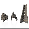 Three Different Biological Organ Models With Hairy Textured And Layered Surfaces