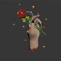 Vibrant Bouquet of Flowers Held by Hand With Colorful Small Diamond Decorations on Dark Background