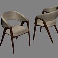 Modern Dining Chairs With Light Gray Fabric Seats And Dark Brown Wooden Legs