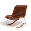 Modern Brown Wooden Leisure Chair With Metal Frame Rocking Structure