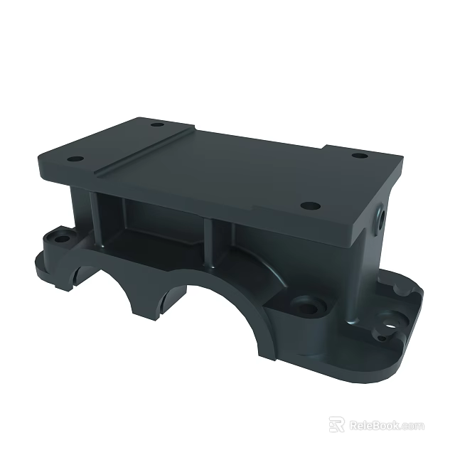 Black Industrial Mechanical Bracket With Mounting Holes And Structural Design 3d model