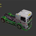 Green Silver Racing Truck with Aerodynamic Design and Sponsor Logos