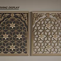 Elegant Carving Display With Intricate Floral Patterns And Geometric Lattice Decorative Panels