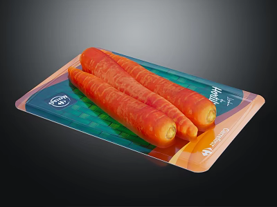 Smart Nutri Digital Cutting Board With Fresh Carrots And Green Patterns 3d model