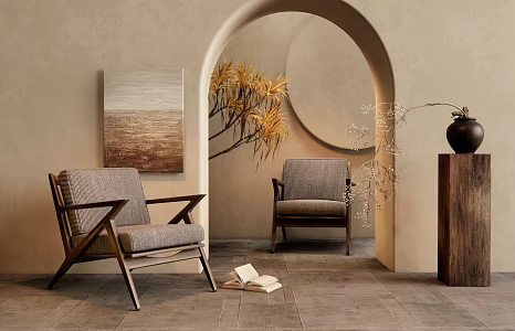 Quiet Chinese and Ancient Style Leisure Chair Vase Jewelry Ornaments Hanging Painting Decorative Painting 3d model