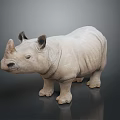 White Rhinoceros Sculpture Model Standing On Smooth Surface With Gray Background 3d model