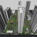 Modern High Rise Residential Landscape With Lush Green Spaces And Community Area