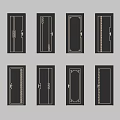 Gray Swing Doors With Various Decorative Lines And Unique Patterns 3d model