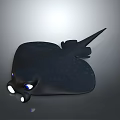 Cute Black Cartoon Ray Marine Animal With Big Shiny Eyes And Playful Appearance