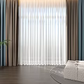 Modern color matching curtain gauze curtain lazy sofa 3d model