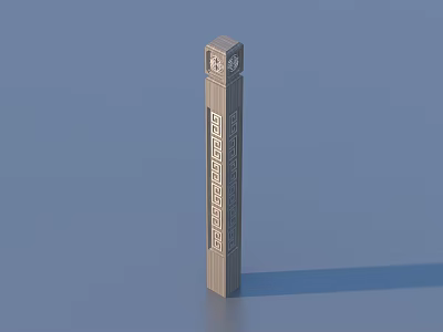 Vertical Tower Clock With Light Wood Finish And Small Windows For Home Decor 3d model