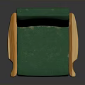 Green Vintage Armchair Featuring Wooden Armrests Legs And Comfortable Upholstered Seat