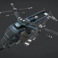 Detailed Helicopter 3D Model Featuring Twin Rotor Mechanical Structure And Cockpit Design 3d model