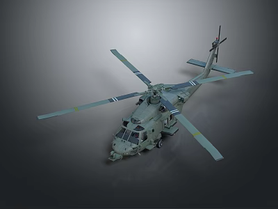 Military Helicopter With Main Rotors Tail Rotor And Fuselage Structure Design 3d model
