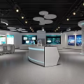 Modern Monitoring Operation Center With Control Desks Multiple Screens And Office Chairs