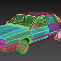 Vintage Volkswagen Blue Classic Car With Front Headlights Black Bumper And License Plate