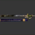 Antique Decorative Sword With Metal Blade Purple Velvet Scabbard And Gold Green Hilt