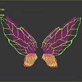 Transparent Butterfly Wings With Golden Patterns On Gray Background And Reflections