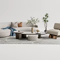 Quiet Sofa Tea Table Combination Sofa Coffee Table 3d model