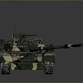 Detailed Military Tank Featuring Camouflage Paint Tracks Turret And Gun Barrel