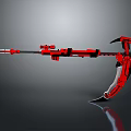 Red Futuristic Weapon With Spear And Scythe Detailed Mechanical Design