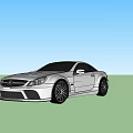 Silver Mercedes Convertible Car With Sporty Exterior Design In Open Landscape