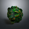 Artistic Green And Orange Lion Head Furniture Decoration With Textured Design