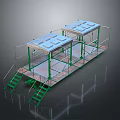 Green Metal Construction Scaffolding With Platform Stairs And Roof Structure
