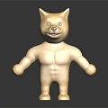 Detailed Muscular Yellow Shiba Inu Character Standing Pose 3D Sculpture Art